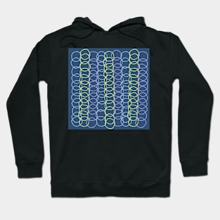 Organic interlocking abstract rings in the linear pattern in my power blues and spring green Hoodie